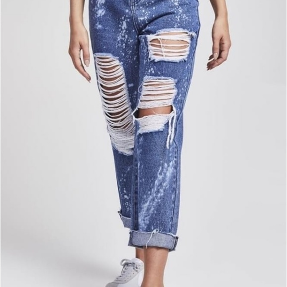 Beach Flicker Distressed Mom Jeans from SikSilk - Picture 1 of 7
